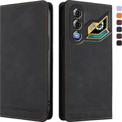 Image de Etui pour ZTE nubia Neo 3 GT, étui rétro en cuirPolyuréthaneavec support et fentes pour cartes de crédit Noir