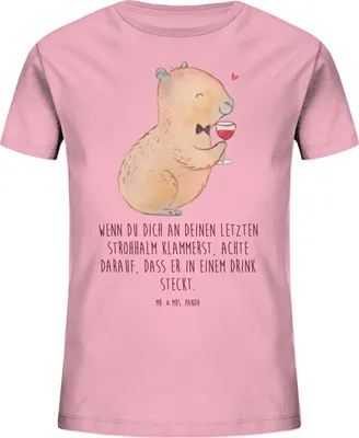 Produktbild von Mr. & Mrs. Panda Kleinkinder T-Shirt Capybara Wein 7-8 Jahre (122/128) - Baumwolle Pink - Geschenk, Spaßbild, Lustige Sprüche, für Weinkenner, Kinder, Teenager, Kindershirt
