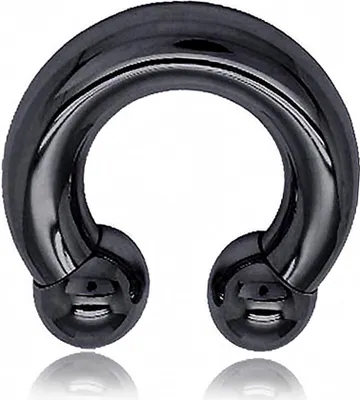 Produktbild von viva-adorno 10 x 16 x 14mm Hufeisen Piercing Intimpiercing Nasenring CBB Horseshoe Chirurgenstahl 316L XXL dick Z427, Schwarz