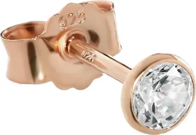 Produktbild von Einzel 3,4mm Ohrstecker 925 Sterling Silber Rosegold Vergoldet Zirkonia Ohrringe