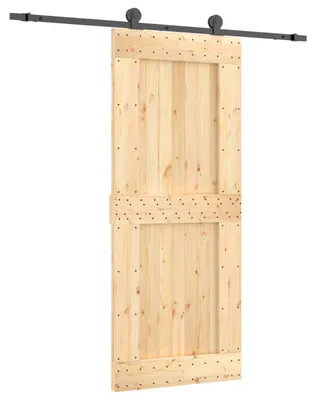 Produktbild von Schiebetür Natürlich und Schwarz 85 x 210 cm Massivkiefer