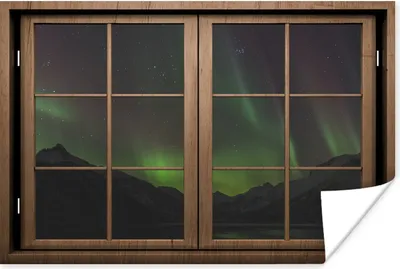 Produktbild von MuchoWow® Poster Aussicht - Berg - Aurora 180x120 cm - Fotoplakat