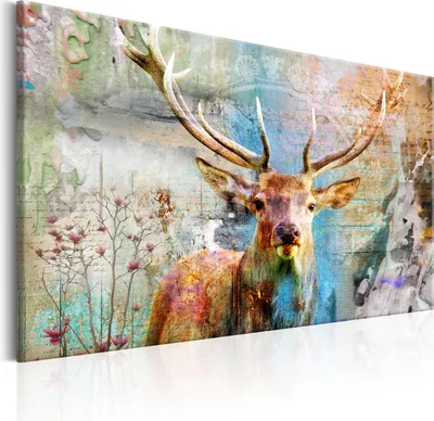 Zdjęcie produktu dla Nowoczesna fototapeta Jeleń 120x80 - 1 sztuka fotografia na płótnie non-woven canvas fotoobraz dekoracja ścienna grafika zwierzęta abstrakcja g-C-0060-b-b