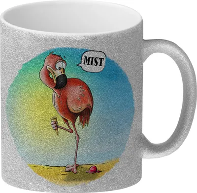 Produktbild von Mist Glitzer-Glitzer-Kaffeebecher mit Flamingo Motiv