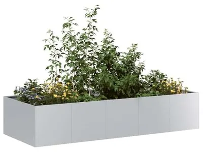 Imagen del producto de Cama elevada de 200x80x40 cm, maceta de acero galvanizado para jardín, balcón y terraza. Maceta resistente para cultivar verduras, hierbas y flores. Caja de cultivo metálica resistente a la corrosión
