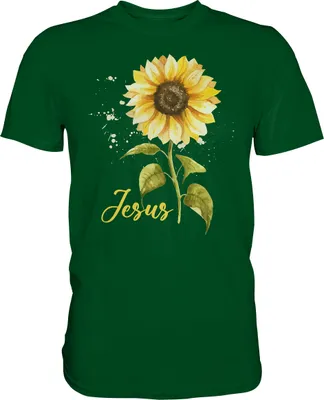 Produktbild von Jesus Sonnenblumen T-Shirt Christlicher Gärtner Geschenk Garten – Bottle Green / XL