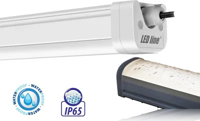 Productafbeelding van 60W LED-lamp, 150 cm, geschikt voor vochtige ruimtes, neutraal wit, IP65, waterdicht, 6000 lm. Badkamerlamp voor binnen- en buitengebruik, geschikt voor garages, kelders, werkplaatsen en meer.