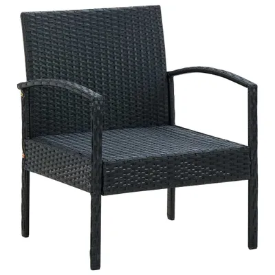Immagine prodotto di Sedia da giardino con cuscino in poly rattan nero