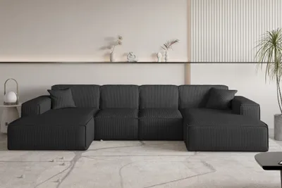 Produktbild von Wohnlandschaft Sofa U-Form CELES PREMIUM XS in Stoff Scala Schwarz