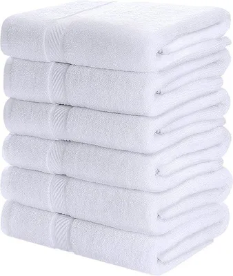 Produktbild von Unyqoos® 6er Set Duschtücher 60 x 120 cm – 100% ringgesponnene Baumwolle, weich & saugfähig, schnelltrocknend mit Aufhängeschlaufe