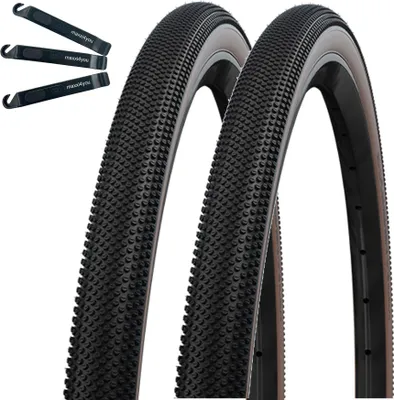 Produktbild von 2 x Faltreifen Schwalbe TLE E-25 G-One Allround Perform R-Guard 28 x 1,50 (40-622) bronze inkl. Reifenheber