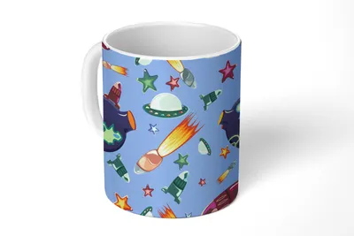 Produktbild von KitchenYeah® Tasse Kaffeetasse Kaffeebecher 350 ml Weltraum - Regenbogen - Ufo - Rakete - Design Teetasse - Fototasse - Becher - Keramikbecher - Teebecher - Kaffeetasse - Bürotasse
