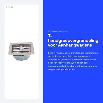Productafbeelding van T-handgreepvergrendeling voor Aanhangwagens en Gereedschapskisten