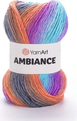 Produktbild von YarnArt Ambiance 167 – Weiches Farbverlaufsgarn mit Wolle – 100g Strickgarn für Schals, Mützen & Pullover – Lila-Türkis Mix