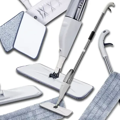 Produktbild von Flachmopp Mit Unterlegscheibe Langer Mikrofasereinsatz