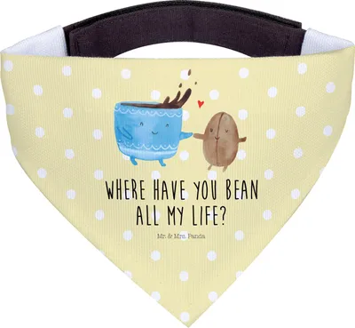 Produktbild von Mr. & Mrs. Panda Dreieckstuch Kaffee Bohne - Gelb Pastell - Geschenk, Halstuch Für Hunde, Kaffeebohne, Genuss, Hundeschal, Hunde-Bandana, Hund, Zufriedenheit, Glück