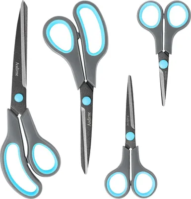 Image de Asdirne Teflon ciseaux pack de 4 - revêtement antiadhésif, acier inoxydable de première qualité, poignée ergonomique en caoutchouc, 25,4 cm, 21,6 cm, 15,2 cm, 12,7 cm