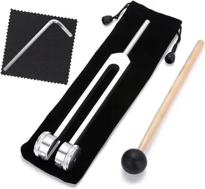 Obrázok produktu pre Hliníkový bubon 128 Hz – hliníkový bubon so silikónovým kladivkom a puzdrom – súprava nástrojov na meditáciu a terapiu
