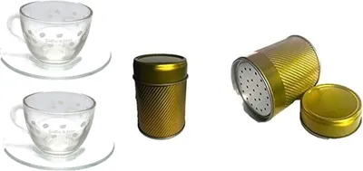Produktbild von Kaffee Tassen mit Untertassen Set Tee Gläser plus Schokostreuer