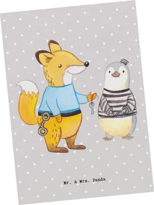 Produktbild von Mr. & Mrs. Panda Postkarte Justizvollzugsbeamter Herz - Grau Pastell - Geschenk, Fotokarte, Ansichtskarte, bildkarte, Gefängnis, Grußkarte, Gefängniswärter, Postkarten