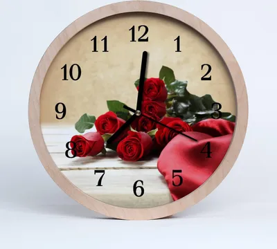 Produktbild von Holzuhr 30fi cm wanduhr - Rosen Blumen