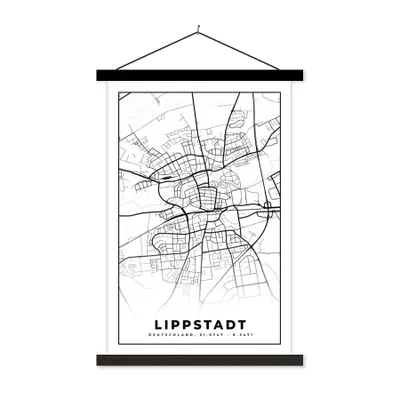 Produktbild von MuchoWow® Textilposter Lippstadt - Karte - Stadtplan 40x60 cm mit schwarzem Rahmen - Wanddekorationen