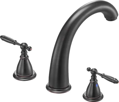 Image de SucceBuy Robinet de baignoire romain avec 2 poignées, kit de robinetterie pour baignoire en acier inoxydable, bec haut arqué pour montage sur pont, idéal pour le bain des adultes, finition bronze
