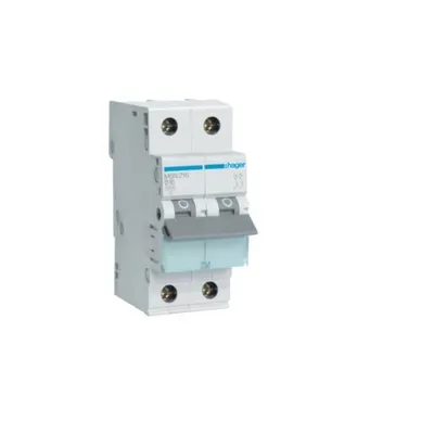 Image de Hager Disjoncteur de protection de ligne 2 pôles B-16A, 6kA MBN216