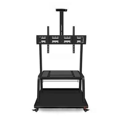 Produktbild von Multifunktionaler mobiler TV-Ständer, höhenverstellbar, für 55-120 Zoll, Stärkere Tragfähigkeit, große Bodenplatte, 3 Ablagen, leise Rollen