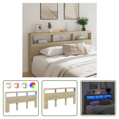 Obrázok produktu pre The Living Store LED čelo s policami Sonoma dub 200x17x102 cm