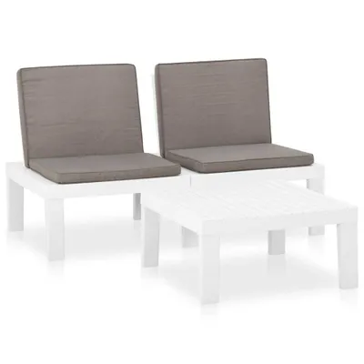 Image de Salon de jardin 2 pcs avec coussins Plastique Blanc