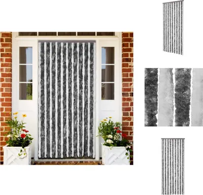 Image de vidaXL Rideau moustiquaire gris et blanc 90x220 cm Chenille - Moustiquaire