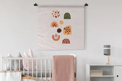 Produktbild von MuchoWow® Wandteppich Wandbehang Winter - Regenbogen - Altrosa 90x90 cm Tapisserie Dekoration Wandtuch - Wandaufhänger