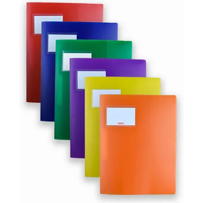 Produktbild von Brunnen | 6er Set Plastik Schnellhefter FACT!pp für Format A4, mit Namensschild, mit Einstecktasche innen, rot, orange, gelb, grün, blau, und lila