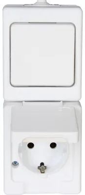 Produktbild von Kopp 130102009 Aufputz-Feuchtraum Aus/Wechselschalter-Steckdosenkombination, IP4