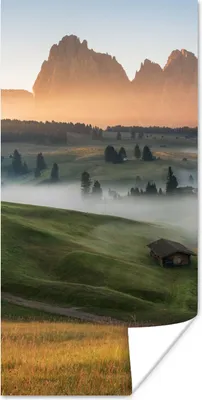 Produktbild von MuchoWow® Poster Berg - Nebel - Landschaft 60x120 cm - Wandschmuck