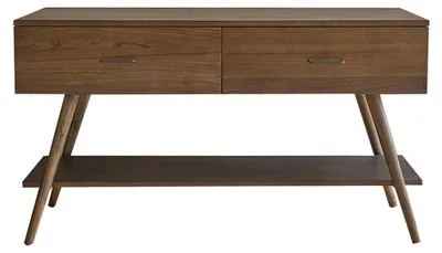 Produktbild von Waschbeckenunterschrank aus massivem Mindi-Holz