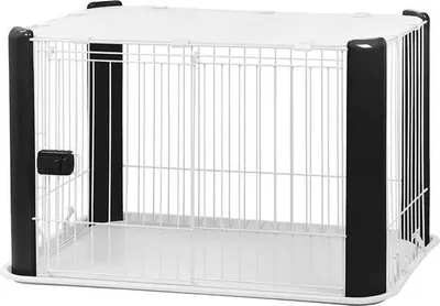 Productafbeelding van Hondenren voor puppy's / binnenomheining, met afneembaar dak, afsluitbare schuifdeur. Pet CircleCLS-960, zwart
