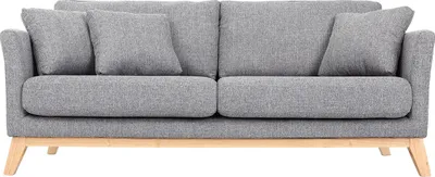 Produktbild von Miliboo - Sofa skandinavisch 3 Plätze Hellgrau Holzbeine OSLO