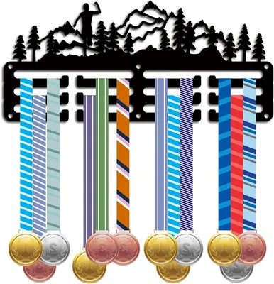 Productafbeelding van Medaille Hanger - Sport Display - Medailles Tonen - Uniek Hardloper Ontwerp - 29 x 13 cm - Zwart