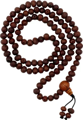 Produktbild von Gebetskette Mala Kette Raktu Perlen Bergsamen dunkelbraun Halskette Meditationskette