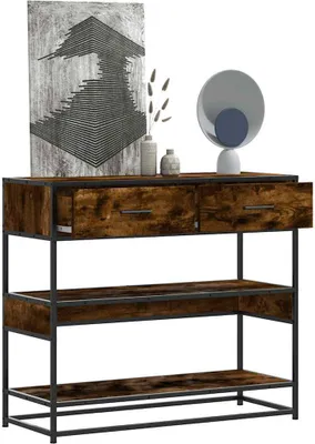 Image de 2025 cloris Table console chêne fumé 90x35x80 cm bois composite - Tables consoles Sale9725644 1parcel