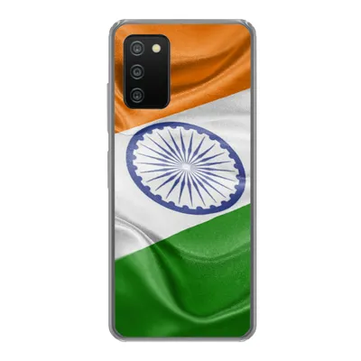 Produktbild von MuchoWow® Handyhülle Schutzhülle Hülle für Samsung Galaxy A03s Nahaufnahme der Flagge von Indien Silikon Softcase Handy Hülle - Schutz