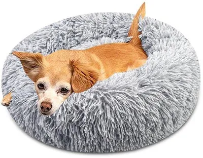 Produktbild von Hundekissen, Wasbar, Plüsch, Rund, 60 cm Durchmesser, Grau