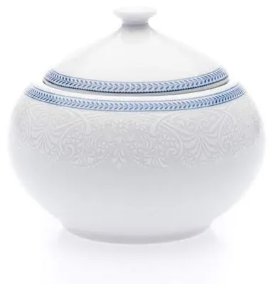 Produktbild von Thun 1794 Zuckerdose, tschechisches Porzellan, Opal, 0,35 l, weiße Spitze, blauer Rand, Thun