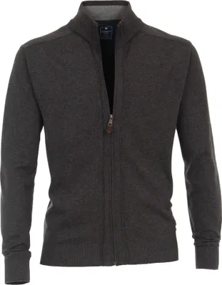 Produktbild von REDMOND Casual Herren Strickjacke Stehkragen Zipper Regular-Fit Anthrazit 4XL