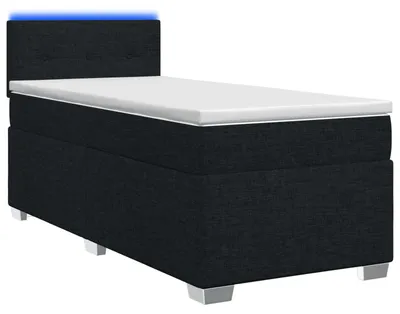 Produktbild von vidaXL Boxspringbett mit Matratze und LED Schwarz 90 x 190 cm Stoff