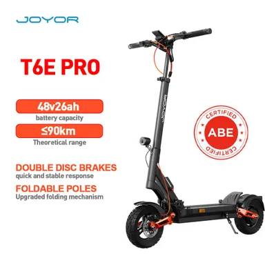 Produktbild von JOYOR T6E PRO E-Scooter mit ABE, 48V 26Ah Akku, 10 Zoll Luftreifen, bis 90 km Reichweite, klappbar