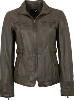 Produktbild von Jilani - Damen Echtleder Lederjacke Lammnappa grau-braun