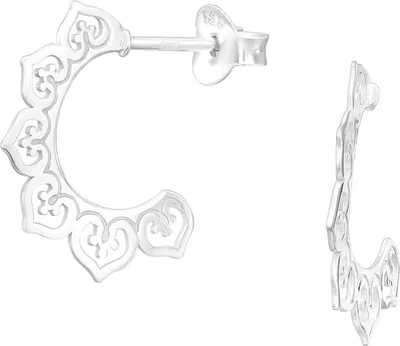 Produktbild von Halbcreolen Ohrringe Ohrstecker 925 Sterling Silber mit Herzen Material - Silber